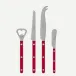 Bistrot Vintage Pearly Red Bistrot Aperitif Set (Bottle Opener, Tomato Knife, Cheese Knife Large, Butter Spreader)