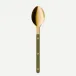 Bistrot Gold Solid Green Fern Dessert Spoon 7"1/2