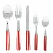 White Stripe Red Flatware