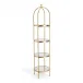 Golden Etagere with 4 Mirror Glass Shelves and Decorative Finial Iron/Glass