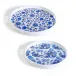 Chinoiserie Set of 2 Gallery Trays with Glass Insert Includes 2 Patterns/Sizes: Blue Willow and Floral Glass