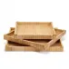Dream Weavers Set of 3 Decorative Hand-Crafted Natural Rattan Oversized Square Trays Rattan/Iron