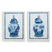 Chinoiserie Set of 2 Temple Jar Paper Collage Wall Art Paper/PS/Glass