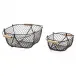 French Wireworks Potager Basket Set with Rusted Metal Finish with Collapsible Handles (3 Small, 3 Large)