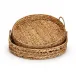 Set of 2 Hand-Crafted Open Weave Round Tray Water Hyacinth/Iron