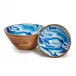 Aptware Blue Set of 2 Wooden Bowls with Aptware Inspired Pattern Includes 2 Sizes (dry food only, minor imperfections and coloring variations are natural characteristics of material, hand wash only) Mango Wood/Food Safe Lacquer