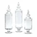 Set of 3 Hand-Etched Footed Apothecary Jars with Lid