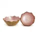 Set of Two Shimmering Rose Hand-Crafted Scalloped Edge Wood Bowl