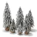 Set of 6 Snow Covered Christmas Trees with Jute Covered Wooden Base Plastic/Jute/Fir Wood