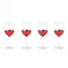 Red Hot Set of 4 Pc Faceted Wine Glasses Glass