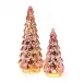 Set of 2 Large Pink Mercury Glass Finish Light-Up Christmas Trees