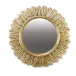 Grand Soleil Antiqued Gold Leaf Hand-Carved 35" Wall Mirror Mango Wood/Glass/MDF