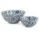 Blue and White Set of 2 Lotus Flower Lianzu Decorative Bowls Hand-Painted Porcelain