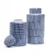 Shibori Set of 2 Blue and White Covered Jar Include Two Designs Ceramic