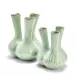 Set of 2 Celadon 3 Stem Vases Ceramic