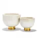 Ice White Set of 2 Marble Bowl on Golden Base Marble/Brass