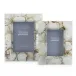 Natural Agate Set of 2 Photo Frames in Gift Box (4" x 6", 5" x 7") Genuine Agate/Iron/Glass