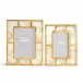 White Quartz Set of 2 Photo Frames with Brass Trim in Gift Box (4" x 6", 5" x 7") Genuine White Quartz/Glass/Steel/Brass