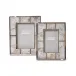 White Quartz Set of 2 Picture Frames with Nickel Trim (4" x 6", 5" x 7")
