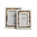 Amber Agate Inlay White Marble Photo Frames, Set of 2