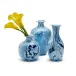 Set of 3 Enamel Vase with Blue Drip (color will vary) Iron