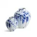 Canvas Set of 2 Abstract Hand Painted Blue and White Vases Porcelain