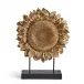 20" Golden Sunflower Sculpture on Base Resin/Metal/Wood