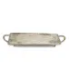 Silver Wood Grain Rectangular Footed Tray Aluminum