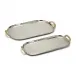 Palma Set of 2 Decorative Silver Tray with Rattan Wrapped Handles Nickel