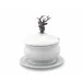 Lodge Style Elk Bust Porcelain Lidded Bowl