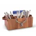 Lodge Style Elk Head Handles Wood Flatware Caddy