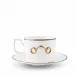 Gold Bit Gold Rim Bone China Cup and Saucer