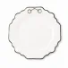 Pewter Bit Platinum Rim Bone China Scallop Salad / Dessert Plate