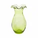 Hibiscus Glass Green Vase Vertical Fluted Small 4.25"D, 7.5"H, 26 oz