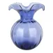 Hibiscus Glass Indigo Fluted Vase Medium