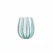 Nuovo Stripe Teal Stemless Wine Glass 4"H, 10 oz