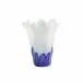 Onda Glass Cobalt and White Medium Vase 8.5"L, 8.5"W, 10.75"H