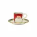 Old St. Nick Espresso Cup & Saucer - Red Hat Cup: 2.25"H, 3 oz, Saucer: 5.25"D