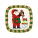Old St. Nick Rimmed Square Platter with Teddy Bear Small