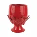 Rustic Garden Red Acanthus Leaf Large Footed Cachepot 9"D, 14"H