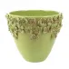 Rustic Garden Pistachio Flower Medium Cachepot 10"D, 8.5"H