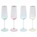 Rainbow Assorted Champagne Flutes - Set of 4 9"H, 6 oz