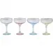 Rainbow Assorted Coupe Champagne Glasses - Set of 4 5.25"H, 6 oz