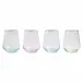 Rainbow Assorted Stemless Wine Glasses - Set of 4 4.25"H, 14 oz