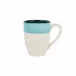 Lisbon Cobalt and Aqua Stripe Mug 4.5"H, 12 oz