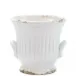 Rustic Garden White Medium Handled Cachepot 9"D, 9"H