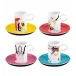 Tchaikovs Set 4 Espresso/Coffee Cups & Saucers