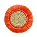 Woven Rattan Fringe Orange Rattan 5.5" Round Coasters, Set Of 4