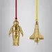 Christmas Spaceman & Rocket Golden Ornament