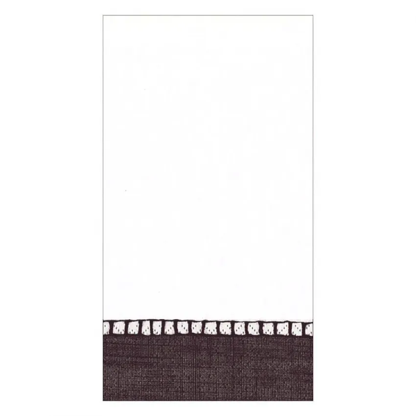 Linen Border Paper Guest Towel Napkins in Black, 15 per Package